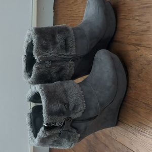 Guess Gray Wedge Booties